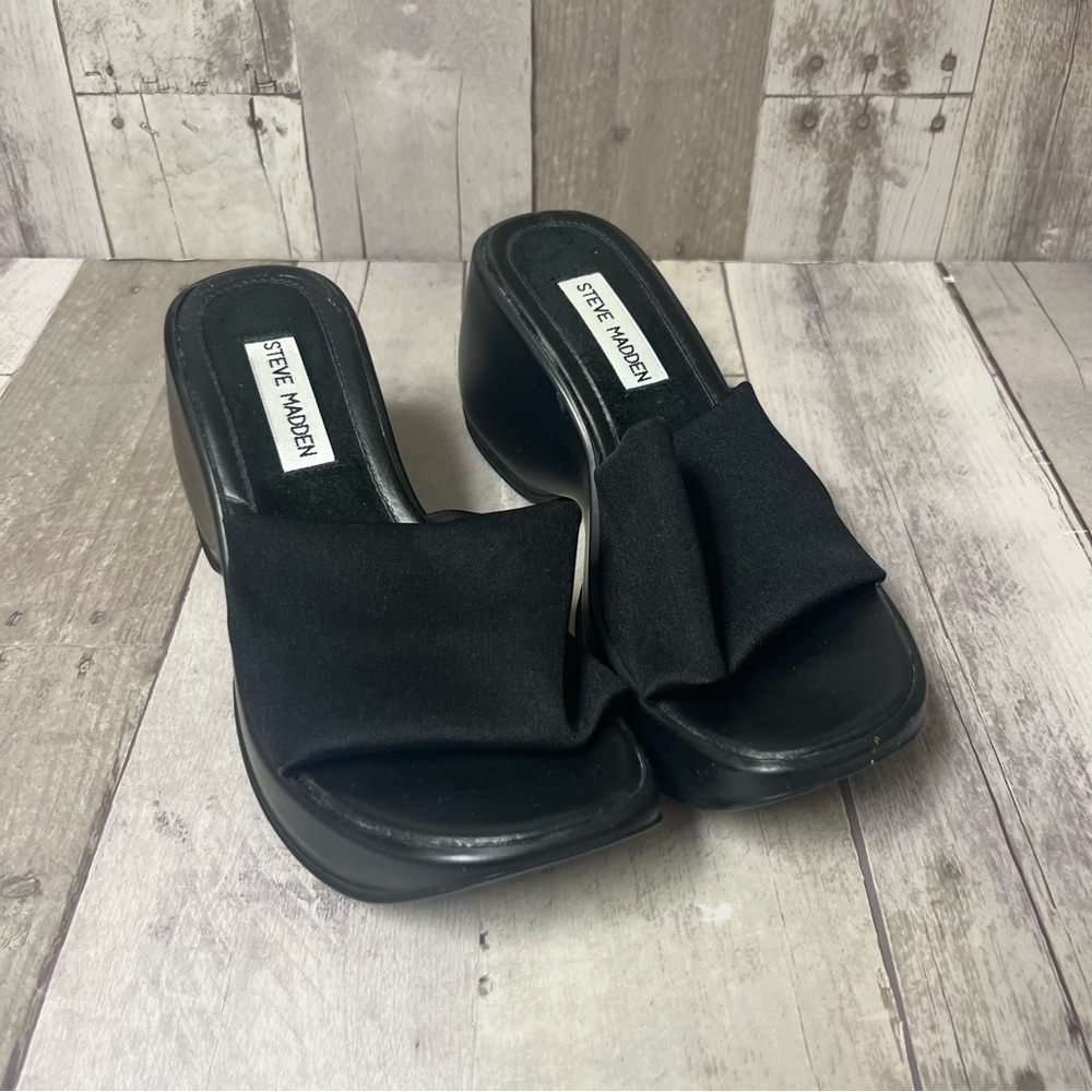 Y2K Steve Madden Black Platform Sandals Size 7.5 - Picture 9 of 9
